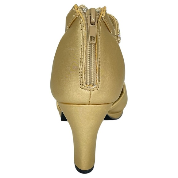 Easy Street Flash Gold Satin Rhinestone Womens Heels Size 9M - Picture 4 of 12